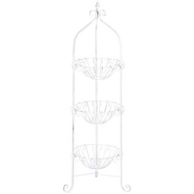 White Three-Tier Wire Basket Stand