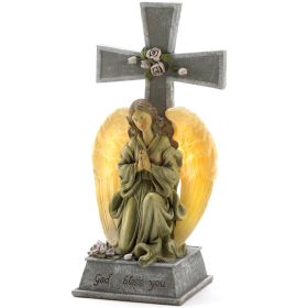 Solar Lighted God Bless You Angel Cross