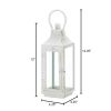 Distressed White Metal Candle Lantern - 12 inches