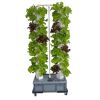 Home Garden Vertical Hydroponic Grow System Kit 7 Layers 56 Holes Aeroponics Twin Towers with Wheel for Strawberry Lettuce Herb