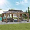 12*20FT patic gazebo,alu gazebo with steel canopy,Outdoor Permanent Hardtop Gazebo Canopy for Patio, Garden, Backyard