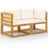 2-seater Patio Bench with Cream White Cushions