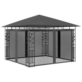 Gazebo with Mosquito Net 9.8'x9.8'x9' Anthracite 0.6 oz/ft²