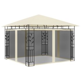 Gazebo with Mosquito Net 9.8'x9.8'x9' Cream 0.6 oz/ft²