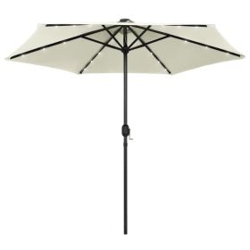 Parasol with LED Lights and Aluminum Pole 106.3" Sand White