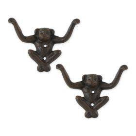 Cast Iron Monkey Wall Hooks - Set of 2