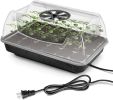 iPower Heating Seed Starter Germination Kit Seedling Propagation Tray with Heater and 5in Vented Humidity Dome, 1-Pack, Black&Transparent