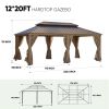 12*20FT patic gazebo,alu gazebo with steel canopy,Outdoor Permanent Hardtop Gazebo Canopy for Patio, Garden, Backyard