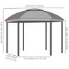 144x144 Inch Round Outdoor Gazebo, Patio Dome Gazebo Canopy Shelter with Double Roof, Netting Sidewalls and Curtains, Zippered Doors AS