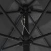 Parasol with LED Lights and Aluminum Pole 106.3" Anthracite