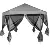 Hexagonal Pop-Up Marquee with 6 Sidewalls Gray 11.8'x10.2'