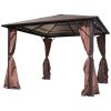 Gazebo with Curtain Brown Aluminum 118.1"x118.1"