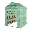 143x143x195cm Black Iron Pipe Steeple With 8 Pieces Grid Flower Stand With Zipper Rolling Door PE Cloth Greenhouse