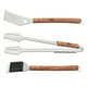 Tramontina 3 PK Utensils Set (Spatula, Meat Tong, Grill Brush) Wood Handle Churrasco