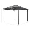 Gazebo with Curtain Aluminum 9.8'x9.8' Black