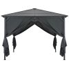 Gazebo with Curtain Aluminum 9.8'x9.8' Black