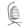 Outdoor Patio Wicker Folding Hanging Chair; Rattan Swing Hammock Egg Chair With Cushion And Pillow