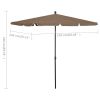 Garden Parasol with Pole 82.7"x55.1" Taupe