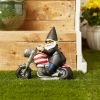 Biker Gnome Solar Garden Statue